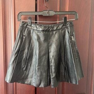 Blank NYC Black Leather Skirt with Zipper Accents